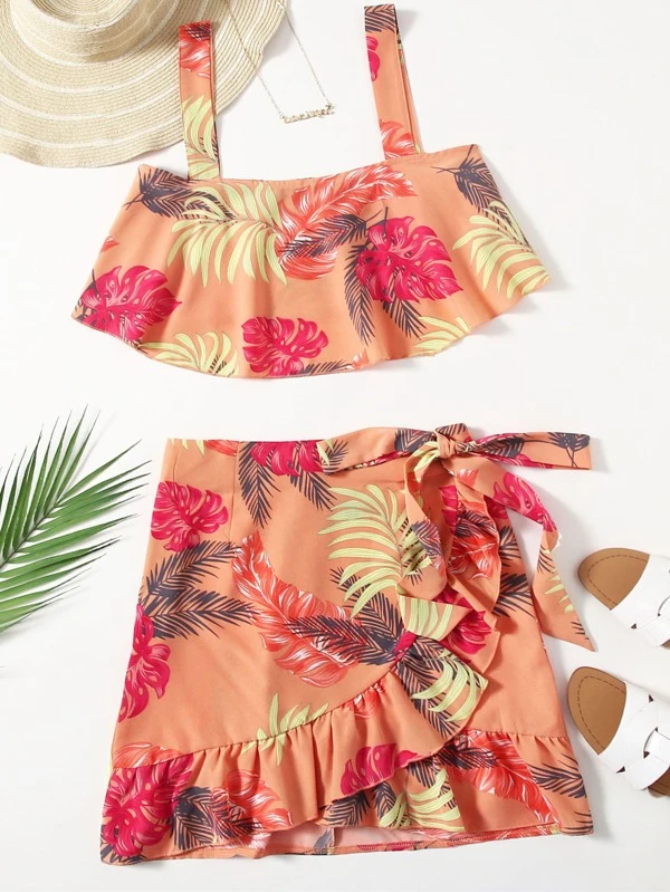 Outfit de dos piezas Volante Tropical Bohemio