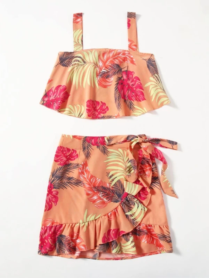 Outfit de dos piezas Volante Tropical Bohemio