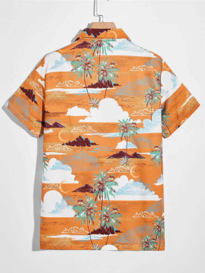 Camisa con Estampado Vacacional con Botones