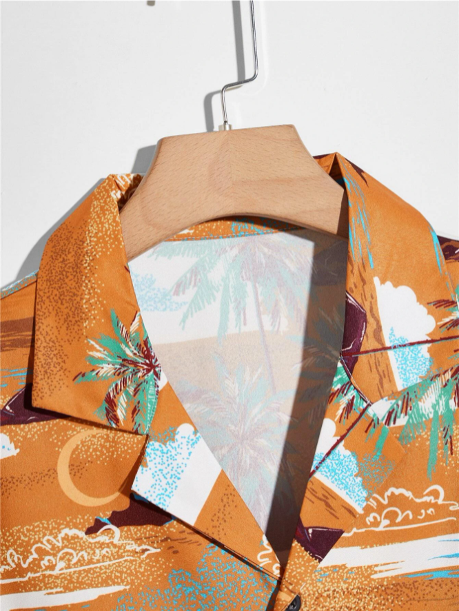 Camisa con Estampado Vacacional con Botones