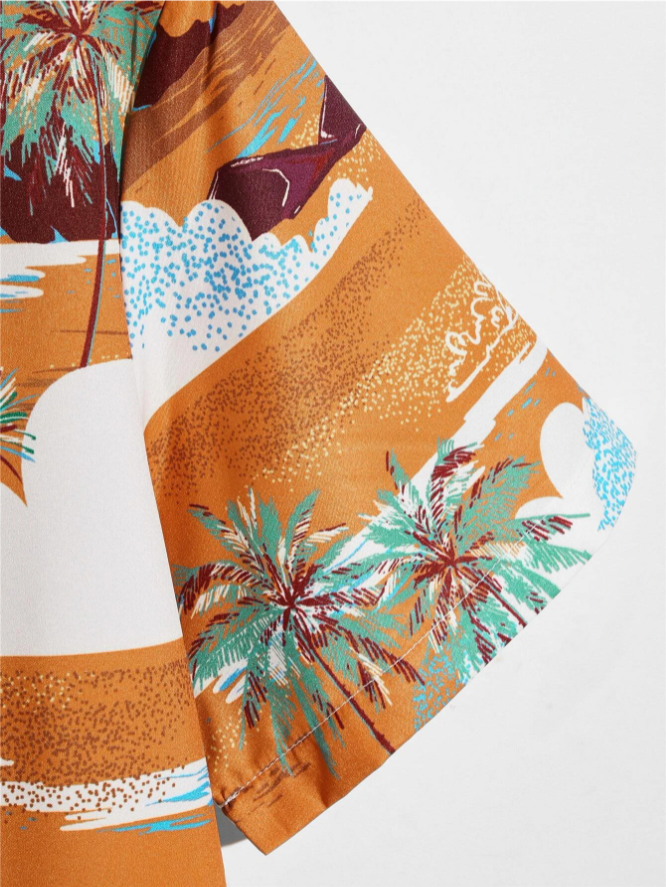 Camisa con Estampado Vacacional con Botones