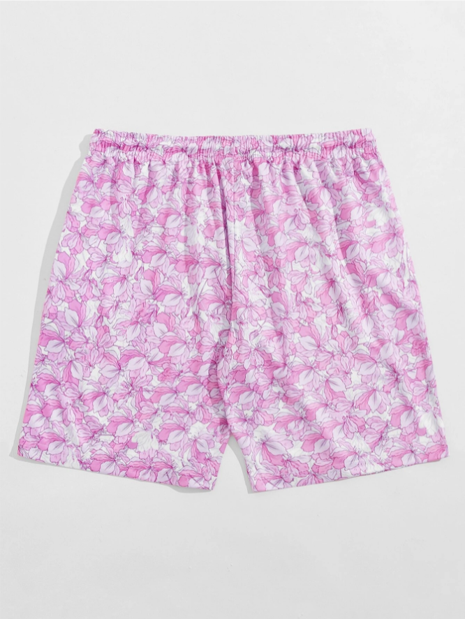 Shorts con Cordón y Estampado Floral