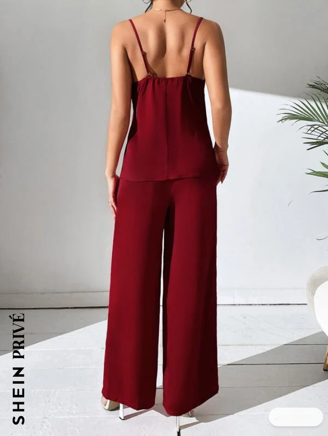 Conjunto de Top de Tirantes y Pantalones de Pierna Ancha