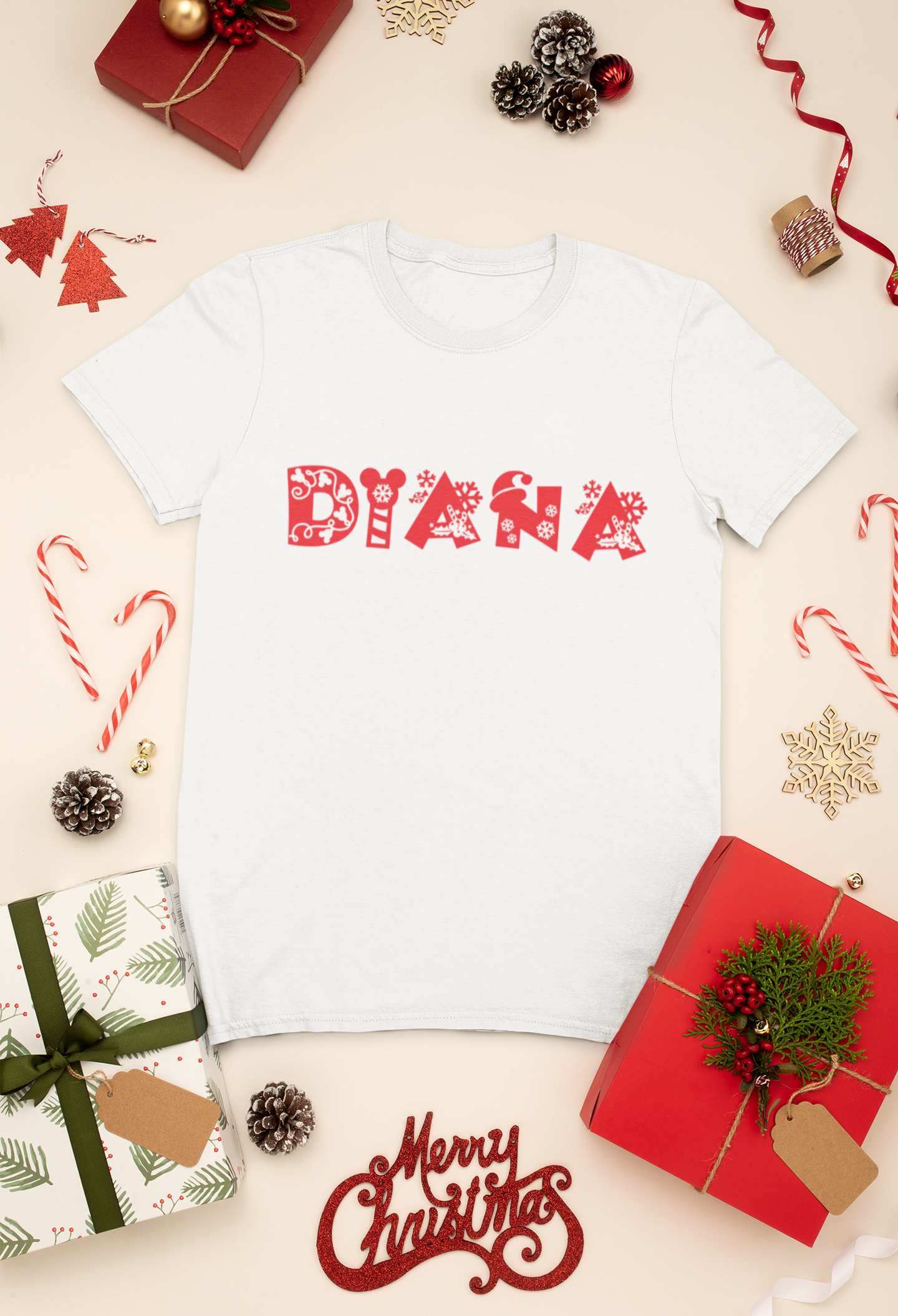 Camiseta Navideña Disney - Nombre Personalizado