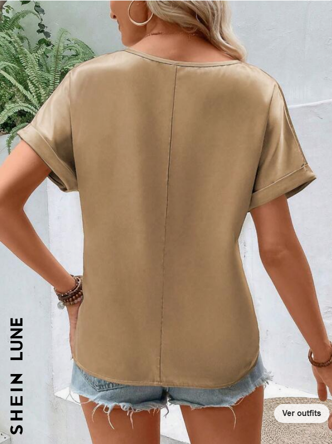 Blusa de Manga Murciélago con Parche de Bolsillo