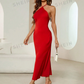 Vestido Elegante de Cuello Halter y Espalda Descubierta para Mujer