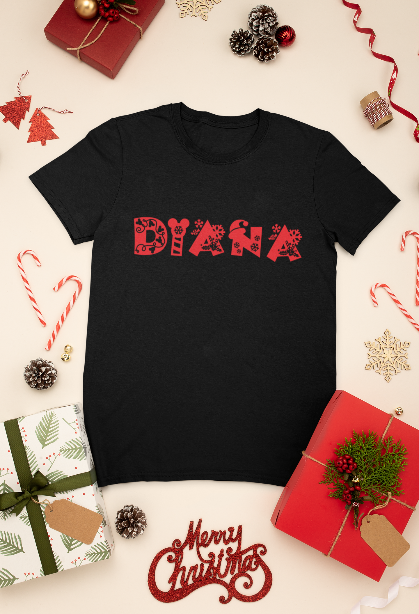 Camiseta Navideña Disney - Nombre Personalizado