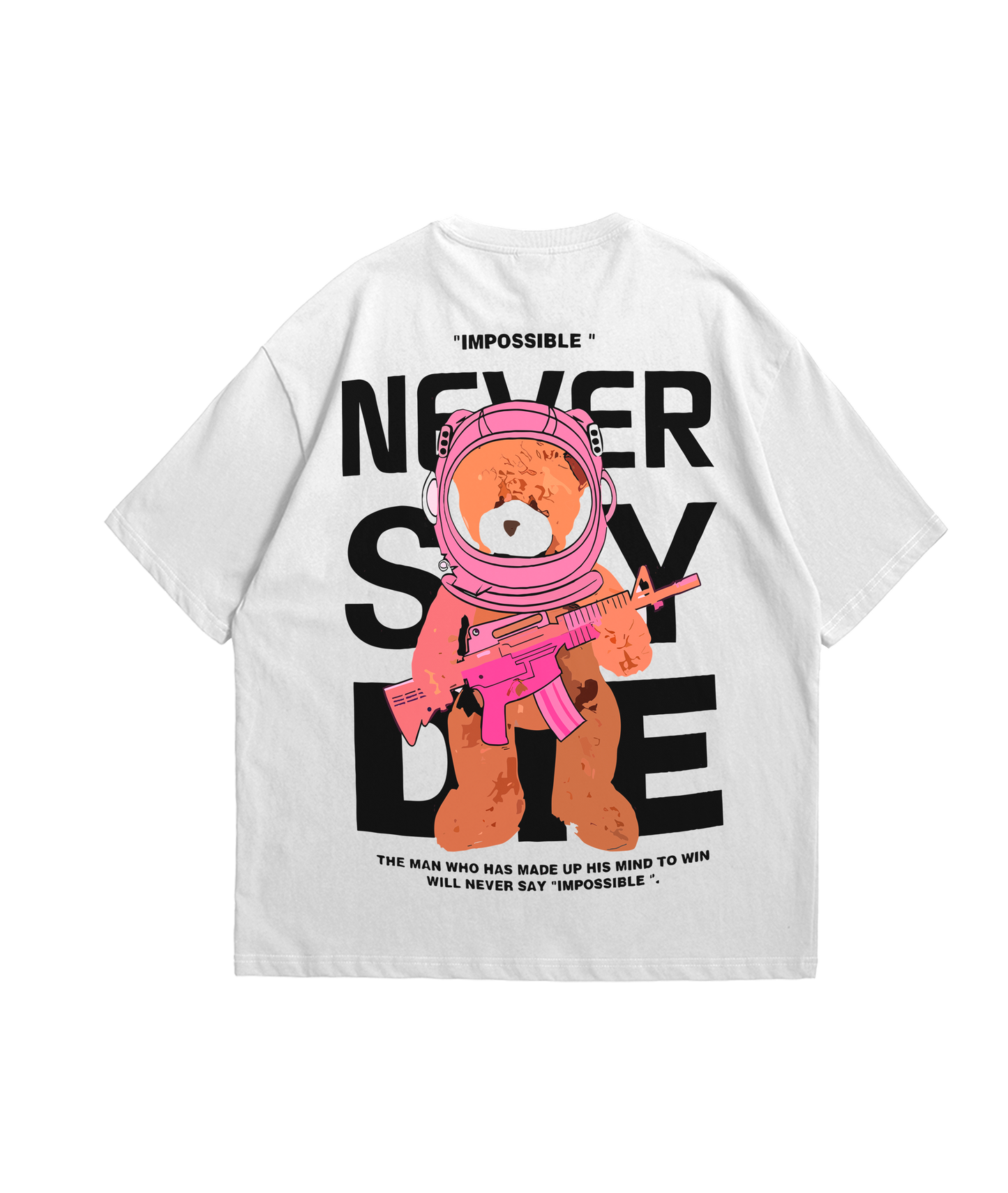 Camiseta 'Never Say Impossible' con Oso Animado