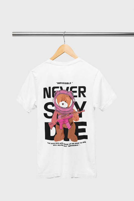 Camiseta 'Never Say Impossible' con Oso Animado