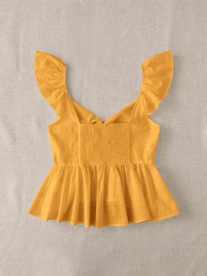 Top peplum sisa con fruncido