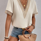 Blusa con Encaje en Contraste