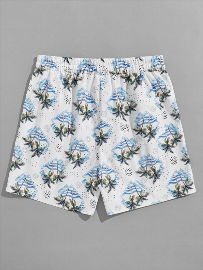 Shorts con estampado de árbol de coco y cordón