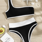 Bañador bikini de un hombro unido en contraste