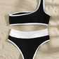 Bañador bikini de un hombro unido en contraste