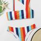 Bañador bikini con abertura de rayas