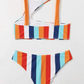 Bañador bikini con abertura de rayas