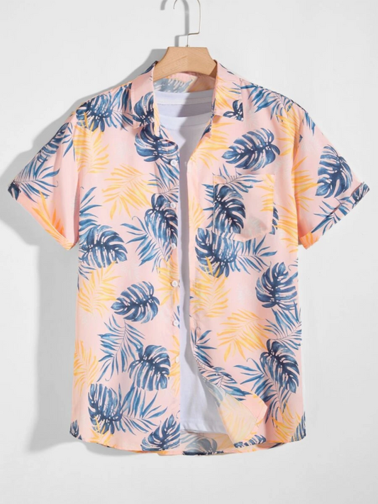 Camisa bajo curvo con estampado tropical