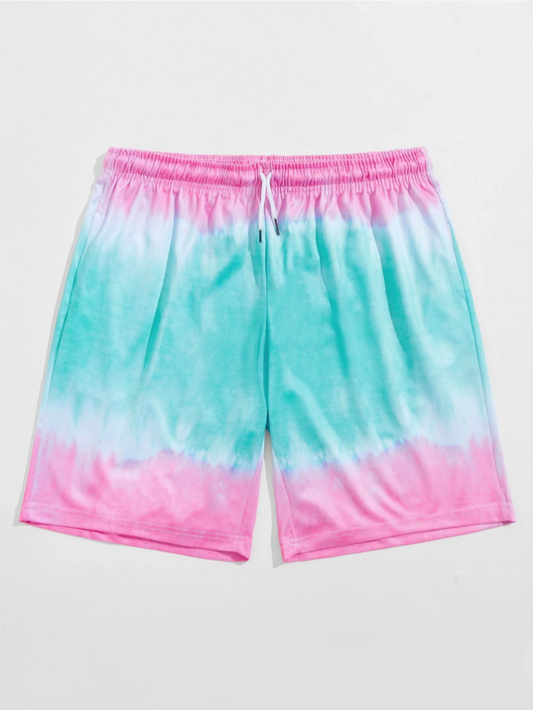 Shorts Cortos con Cordón y Estampado Tie Dye