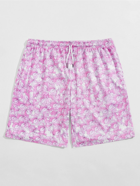 Shorts con Cordón y Estampado Floral