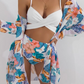 Bañador bikini floral tropical con kimono - 3 Piezas