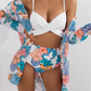 Bañador bikini floral tropical con kimono - 3 Piezas