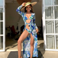 Bañador bikini triángulo tropical con kimono - 3 piezas