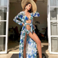 Bañador bikini triángulo tropical con kimono - 3 piezas