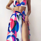 Bañador bikini halter con estampado con falda de playa - 3 piezas