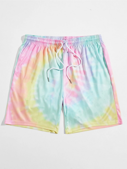 Shorts cortos con cordones y estampado Tie-Dye