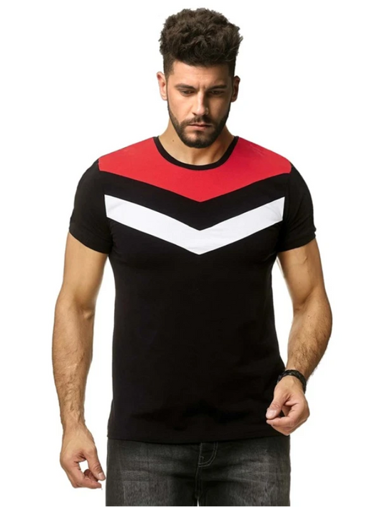 Camiseta de cuello redondo panel en contraste