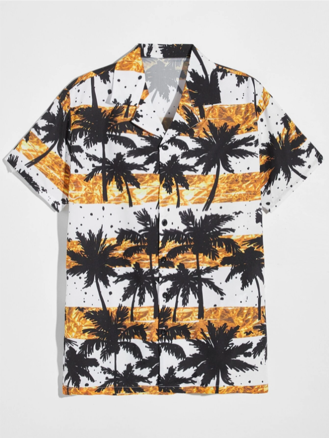 Camisa con estampado tropical con botones