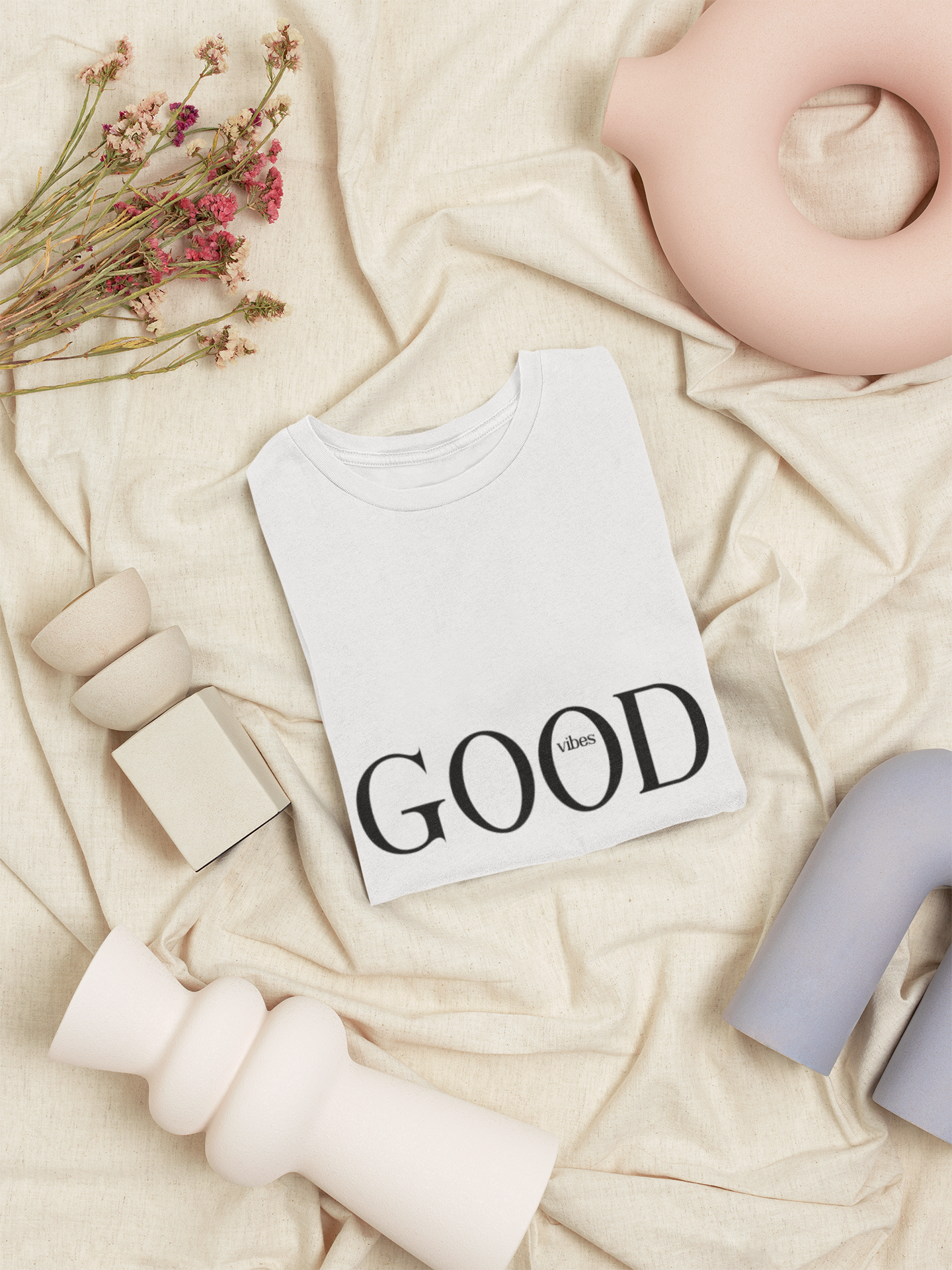 Camiseta con estampado de letra - Good Vibes